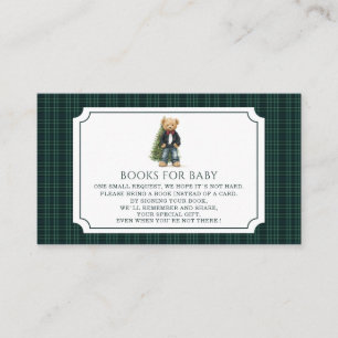 Watercolor Plaid Teddy bear christmas baby show Enclosure Card