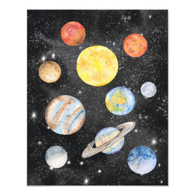 Watercolor Planets Photo Print (Front)