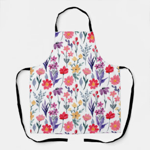 Watercolor plants and flowers apron