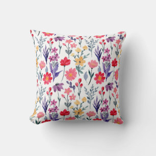 Watercolor plants and flowers cushion