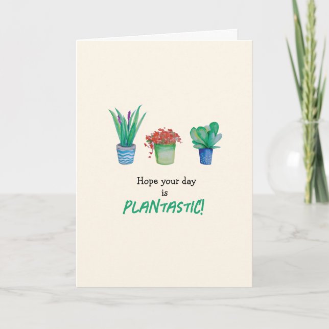 Watercolor Plants and Succulents Design Card (Front)