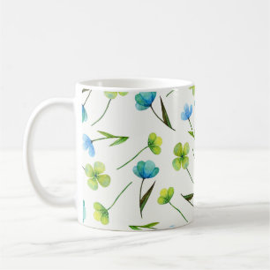 Watercolor Plants: Floral Seamless Pattern. Coffee Mug