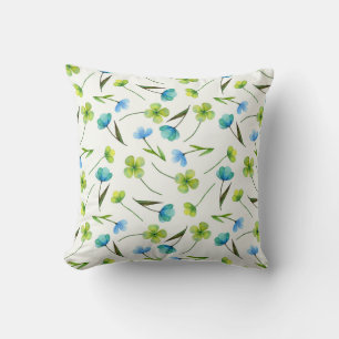 Watercolor Plants: Floral Seamless Pattern. Cushion