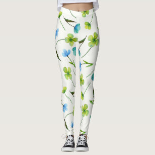 Watercolor Plants: Floral Seamless Pattern. Leggings