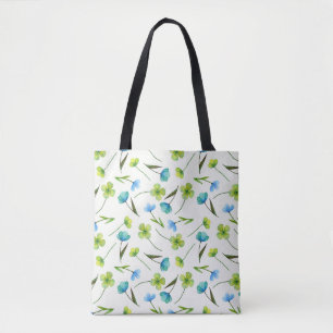 Watercolor Plants: Floral Seamless Pattern. Tote Bag