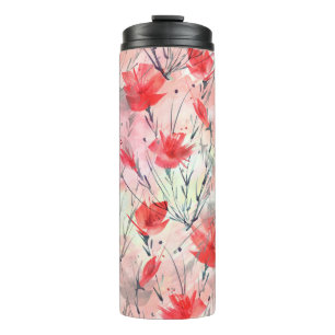 Watercolor Plants Herbs Flowers Pattern Thermal Tumbler