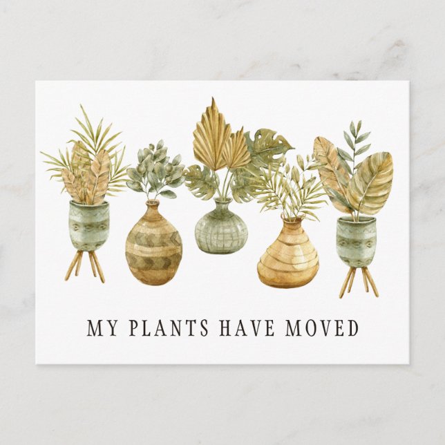 Watercolor Plants New Address Moving Announcement (Front)