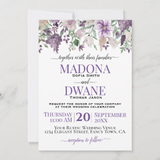 Watercolor Plum and Lilac Flowers Invitation