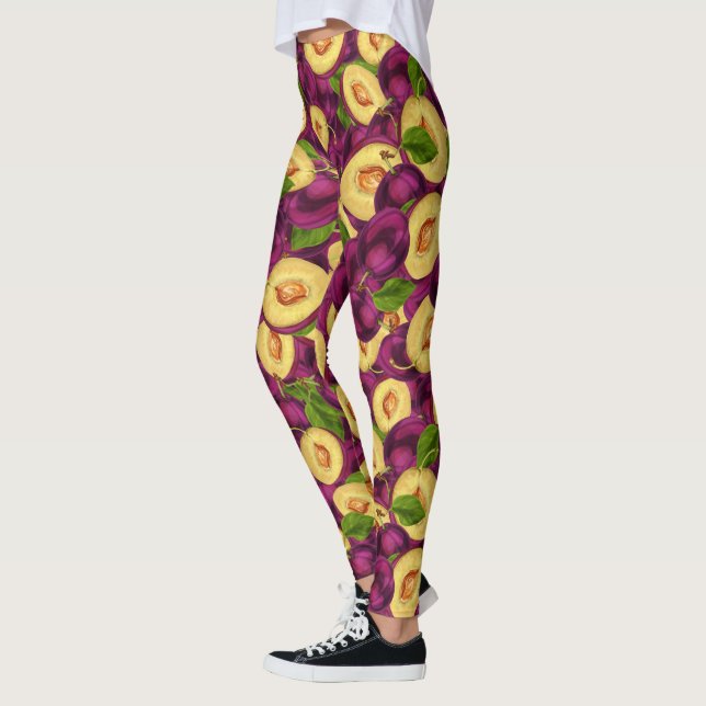 Watercolor Plums Leggings (Left)