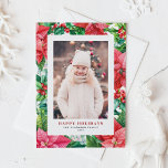 Watercolor Poinsettia and Holly Photo Christmas Holiday Card<br><div class="desc">Celebrate the magic of the season with our customisable photo Christmas card featuring watercolor red poinsettia and hollies. This botanical holiday card combines the hand-painted watercolor poinsettias with the festive charm of winter berries and hollies, creating a vibrant design for your holiday greetings. Perfect for families, friends, and corporate clients,...</div>