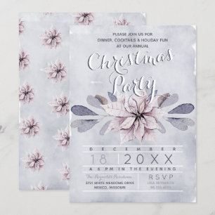 Watercolor Poinsettia Annual Christmas Party Invitation