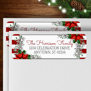Watercolor Poinsettia Christmas Address Labels