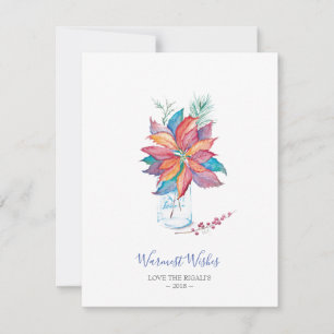 Watercolor Poinsettia Christmas Card