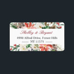 Watercolor Poinsettia Holly Berry Ivory Floral Label<br><div class="desc">Watercolor Poinsettia Holly Berry Ivory Floral Holiday Season Address Label. 
(1) For further customisation,  please click the "customise further" link and use our design tool to modify this template. 
(2) If you need help or matching items,  please contact me.</div>