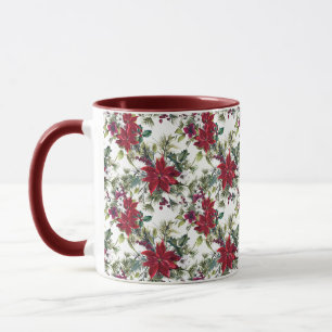 Watercolor Poinsettia Pattern  Mug