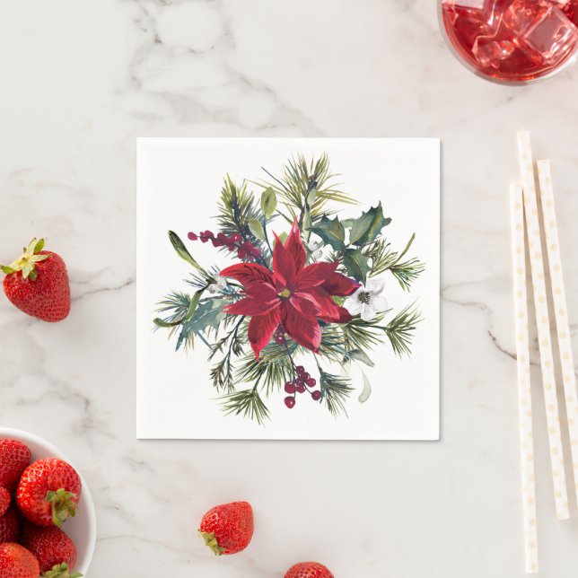 Watercolor Poinsettia Pattern  Napkin (Insitu)