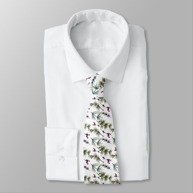 Watercolor Poinsettia Pattern  Tie (Tied)