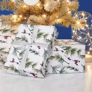 Watercolor Poinsettia Pattern Wrapping Paper