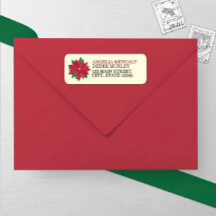 Watercolor Poinsettia Winter Wedding Return Addres Address Label