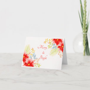 Watercolor poinsettias custom holiday card