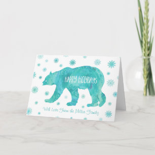 Watercolor Polar Bear Christmas Custom Card