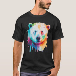 Watercolor Polar Bear Colourful Cute Bear Lover T-Shirt