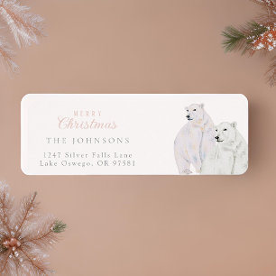 Watercolor Polar Bears Christmas Return Address Label