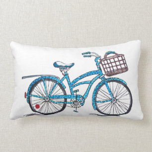 Watercolor Polka Dot Bicycle Lumbar Cushion