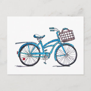 Watercolor Polka Dot Bicycle Postcard