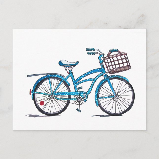 Watercolor Polka Dot Bicycle Postcard (Front)
