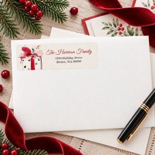 Watercolor Polka Dot Christmas Return Address Label