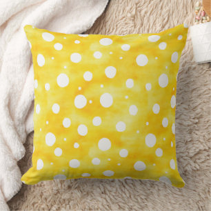 Watercolor Polka Dot - Earthy Yellow and White (2) Cushion