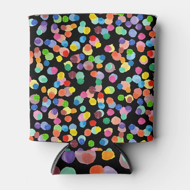 Watercolor Polka Dot, Easter Background. Can Cooler (Front)