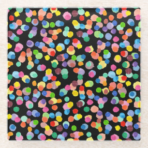 Watercolor Polka Dot, Easter Background. Glass Coaster