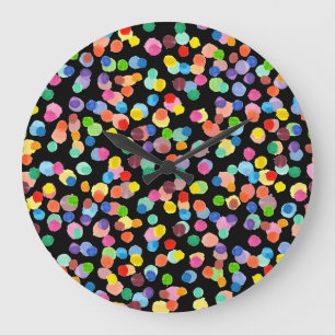Watercolor Polka Dot, Easter Background. Large Clock