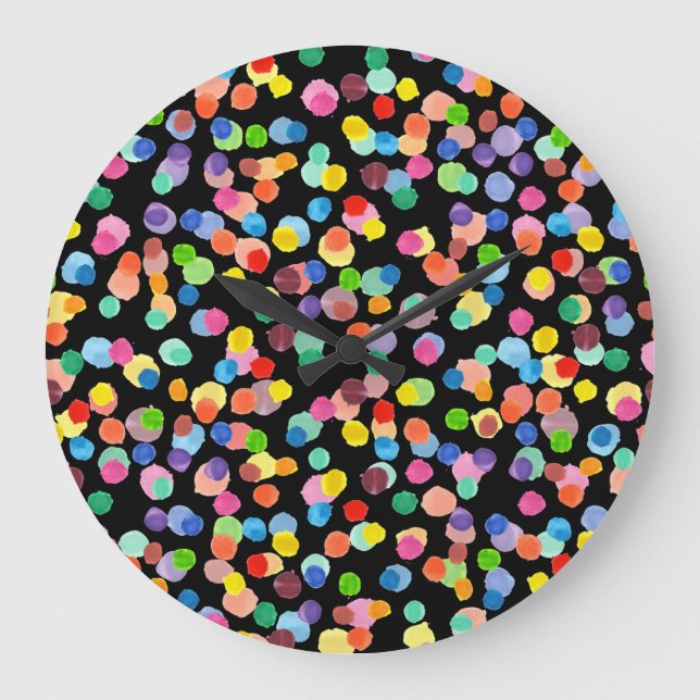 Watercolor Polka Dot, Easter Background. Large Clock (Front)