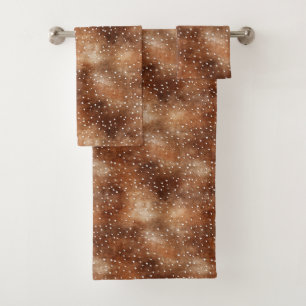 Watercolor Polka Dot in Coffee Brown and White (2) Bath Towel Set