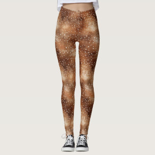 Watercolor Polka Dot in Coffee Brown and White (2) Leggings
