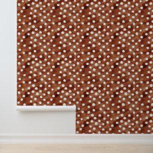 Watercolor Polka Dot in Coffee Brown and White Wallpaper