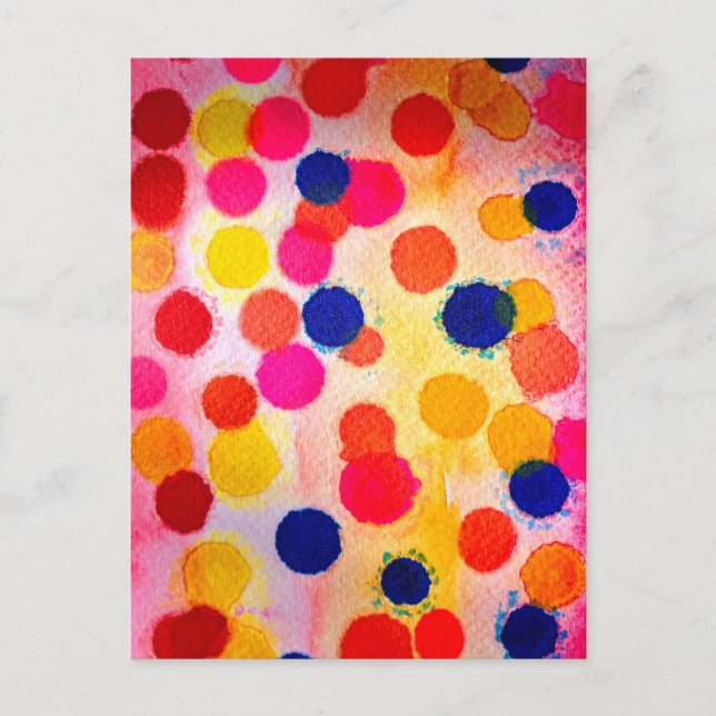Watercolor polka dots cute circles postcard (Front)