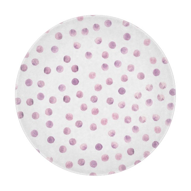 Watercolor polka dots, pink geometric background. cutting board (Front)