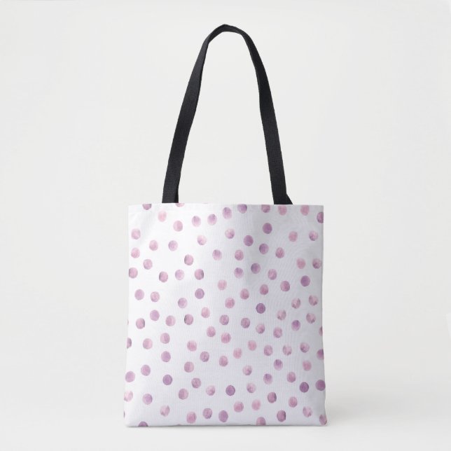 Watercolor polka dots, pink geometric background. tote bag (Front)