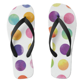 Watercolor polka dots thongs