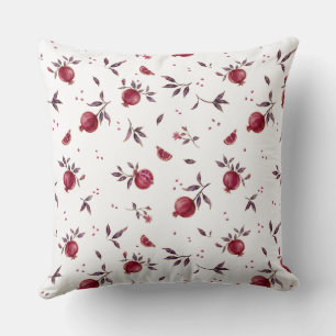 Watercolor Pomegranate Botanical Throw Pillow
