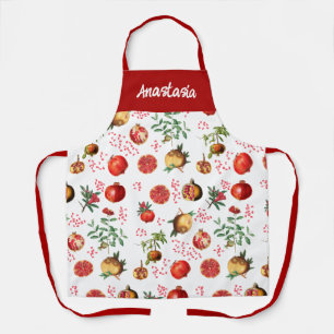 Watercolor Pomegranate Mediterranean Fruit Pattern Apron