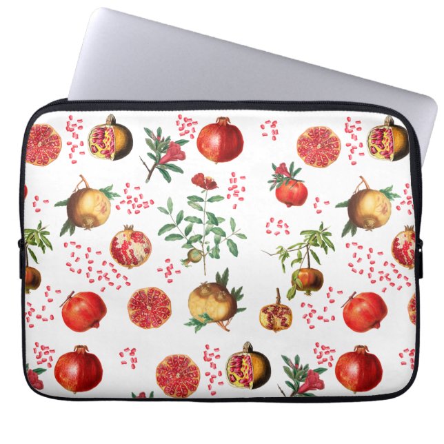 Watercolor Pomegranate Mediterranean Fruit Pattern Laptop Sleeve (Front)
