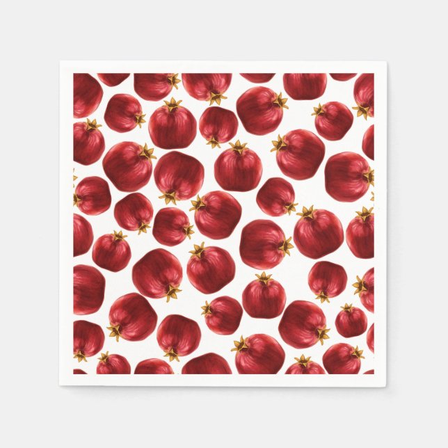 Watercolor Pomegranate Pattern Napkin (Front)