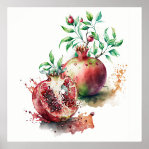 Watercolor Pomegranates  Poster