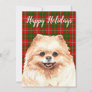 Watercolor Pomeranian Custom Holiday Card