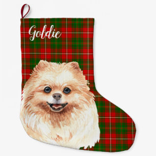 Watercolor Pomeranian Personalised Large Christmas Stocking